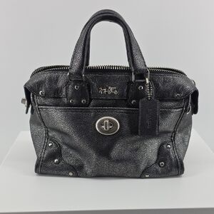 Coach Metallic Black Satchel